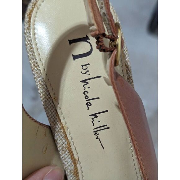 N by Nicole Miller Women's Tan Sandal Leather Side Leopard Print Heel Size 6.5M - Picture 6 of 8